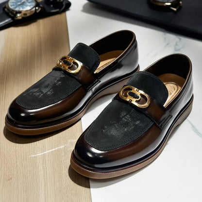 Shaded Brown With Suade Pattern leather Loafer | With Premium Gel soul For Comfort